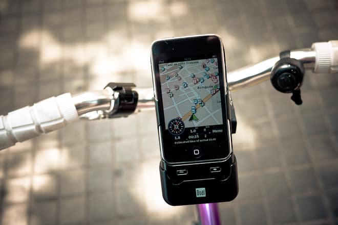 GPS helping a cyclist navigate their way